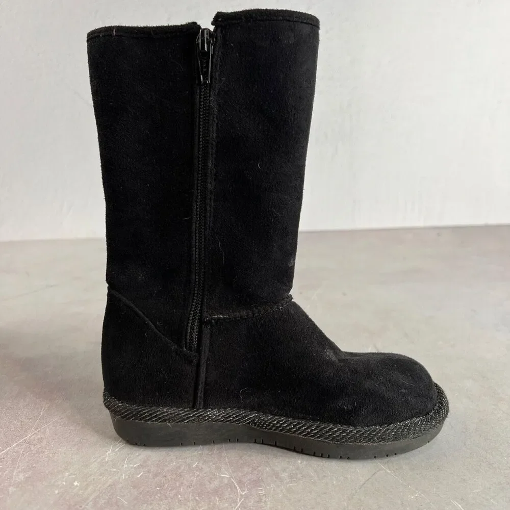 Skechers Girls Mid-Calf‎ Black Boots Pink Buttons Size 11 Fall Winter